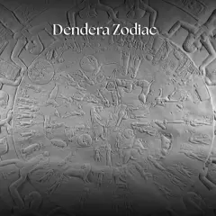 Relieve circular del zodiaco de Dendera con figuras mitológicas y animales.