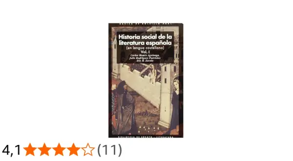 Portada de "Historia social de la literatura española" de Carlos Blanco Aguinaga y otros, con ilustración medieval.