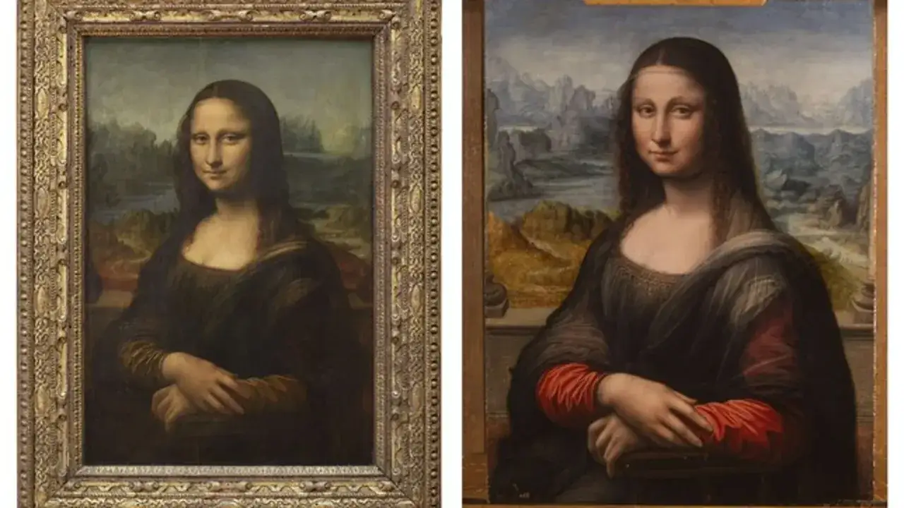 Dos versiones de la Mona Lisa, una enmarcada y otra sin marco, muestran el ic&oacute;nico retrato con su enigm&aacute;tica sonrisa.