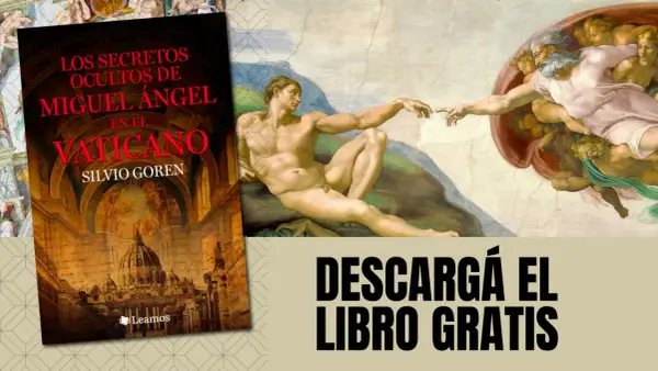 El libro "Los secretos ocultos de Miguel Ángel en el Vaticano" se promociona con la icónica imagen de la Creación de Adán de la Capilla Sixtina.