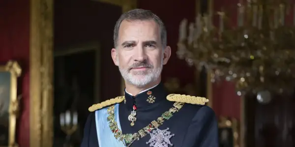 Felipe VI, Rey de España, luce con orgullo los títulos y condecoraciones de su investidura.