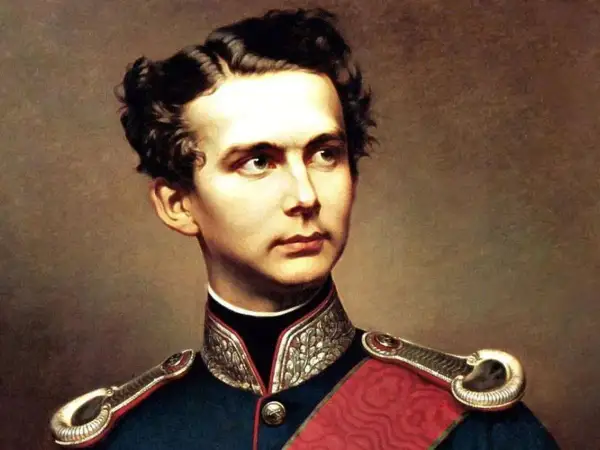 Retrato de Fernando de Baviera, joven noble con uniforme militar, mirada serena y cabello oscuro peinado.